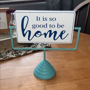 🏡. Decorative Home Sign with teal Stand